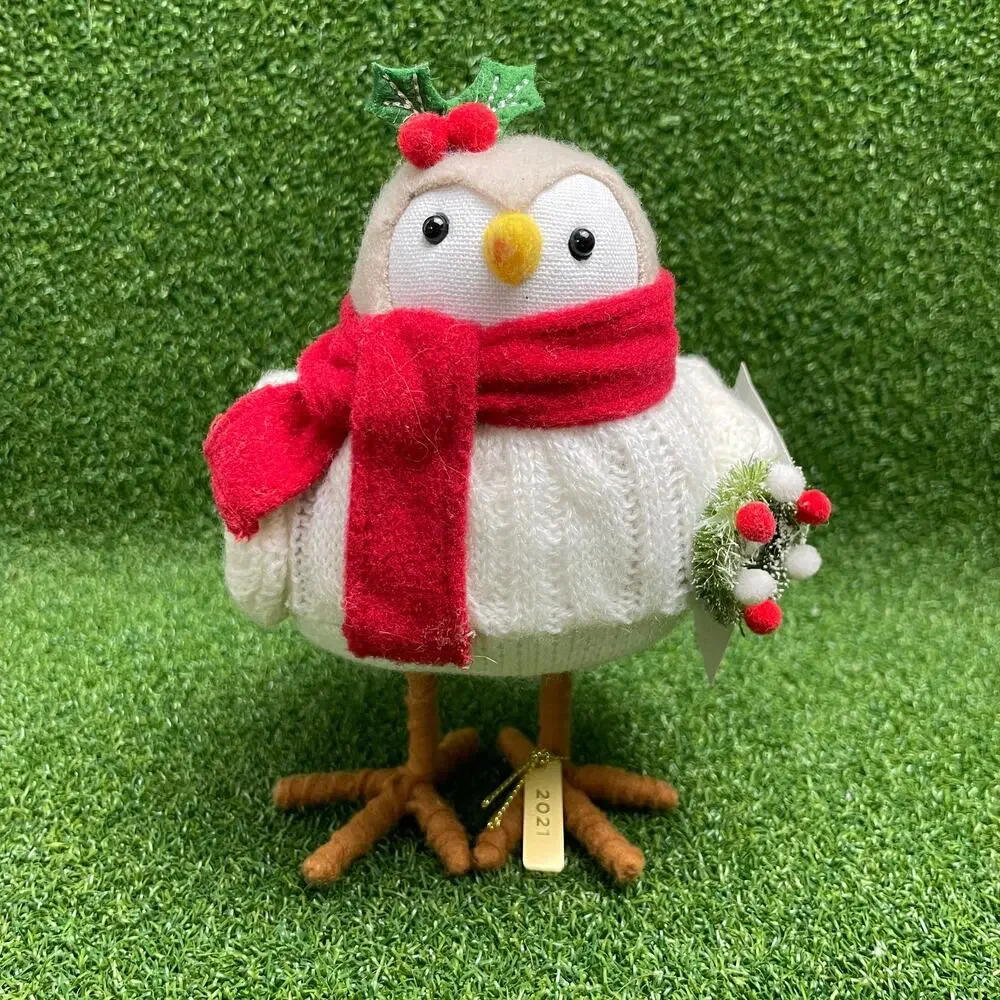 Wondershop Bird with Scarf & Wreath Decorative Figurine Red NWT